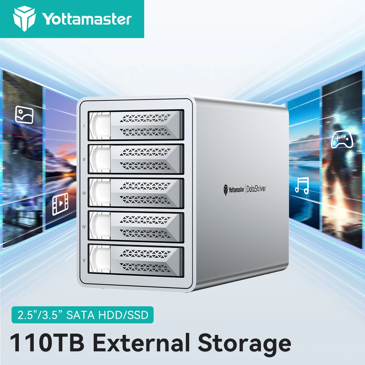 Yottamaster SATA 데이지 체인 하드 드라이브 보관함10Gbps 2.5/3.5