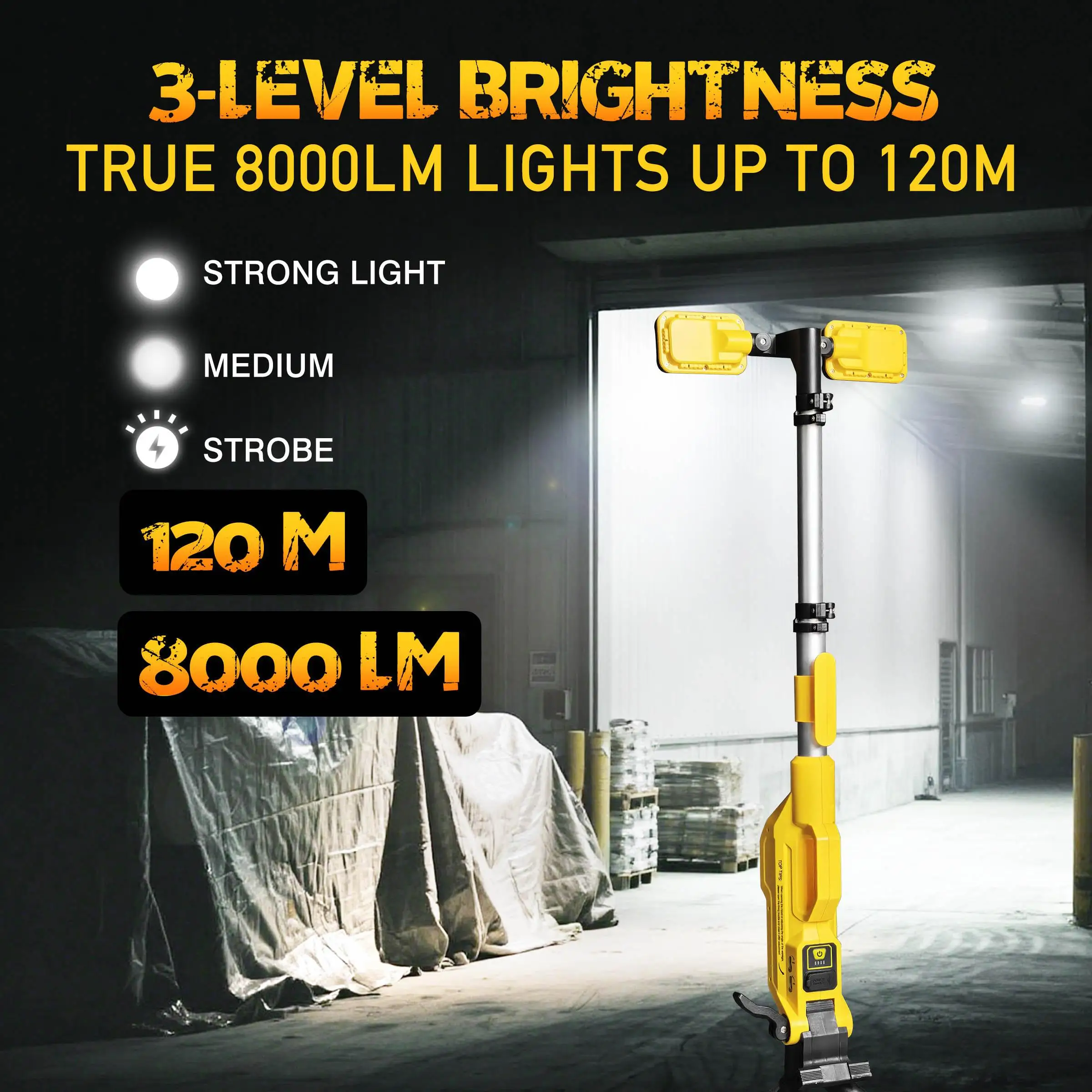 LED Work Light 80000LM Rechargeable Construction Light with Power Bank, Portable Outdoor Work Lamp with IP65 Waterproof, Tripod Compatible Flood Light for Garage Repair Emergency Camping