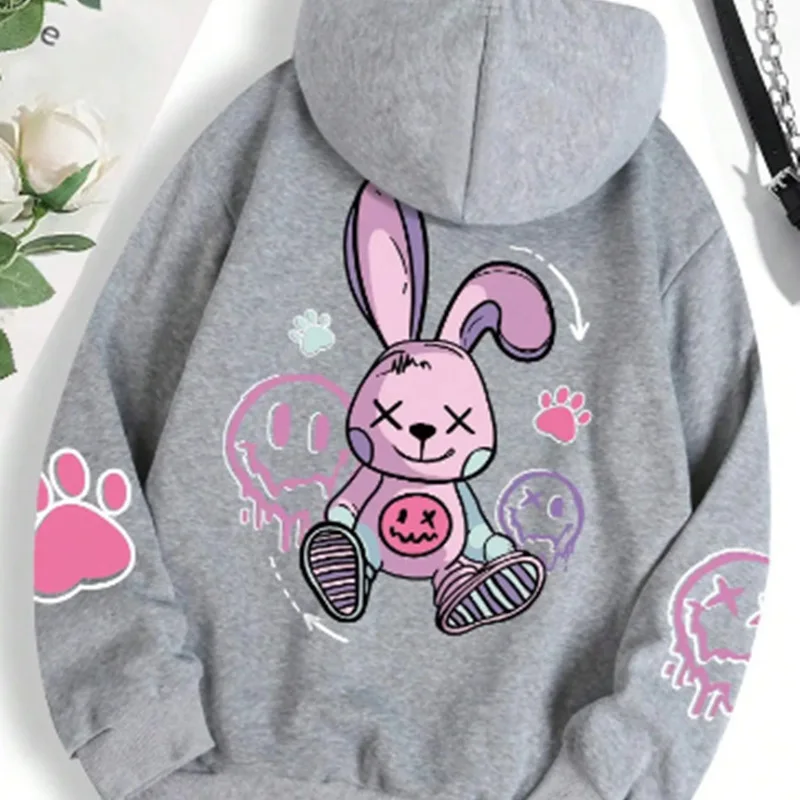 Hip Hop Street Casual Printed Hoodies Fashion Hoodie Loose Sweatshirts Autumn Warm Casual Prints Female Harajuku Fleece Hooded