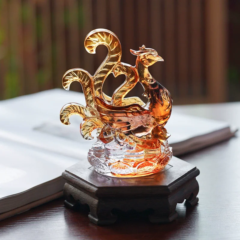 Feng Shui Four Mythical Beasts Liuli Crystal Art - Azure Dragon, White Tiger, Vermilion Bird, Black Tortoise Statue