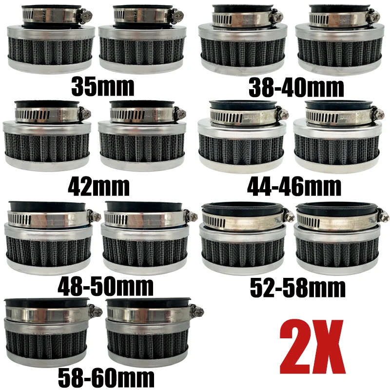 2X 35mm 38-40mm 42mm 44-46mm 48-50mm 52-58mm 58-60mm Motorcycle Air Filter Cleaner Motorbike Filters Intake Pit Dirt Bike Filter