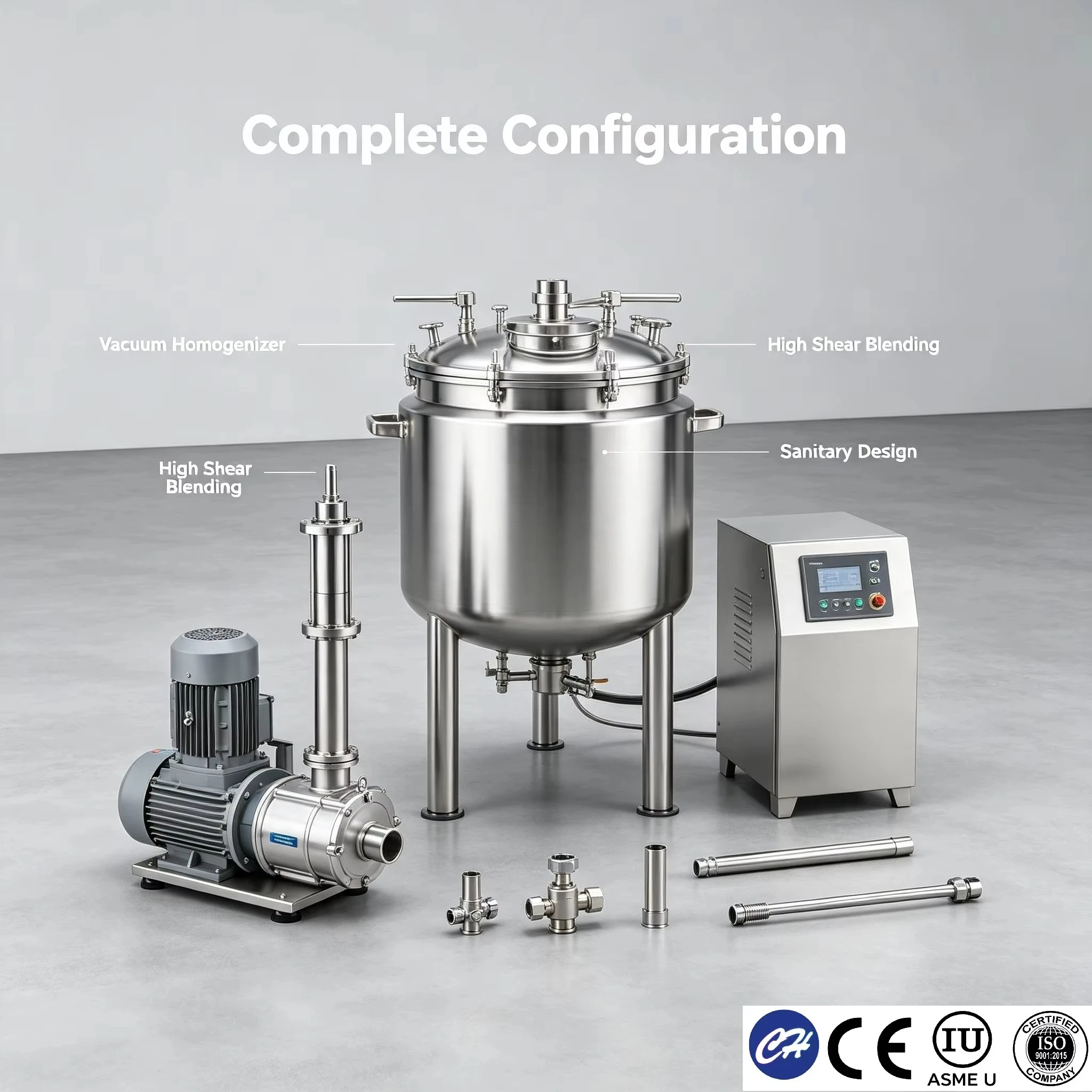 500L Emulsifying Mixing Tank Stainless Steel Vacuum Homogenizer High Shear Cream Ointment Making Equipment CE