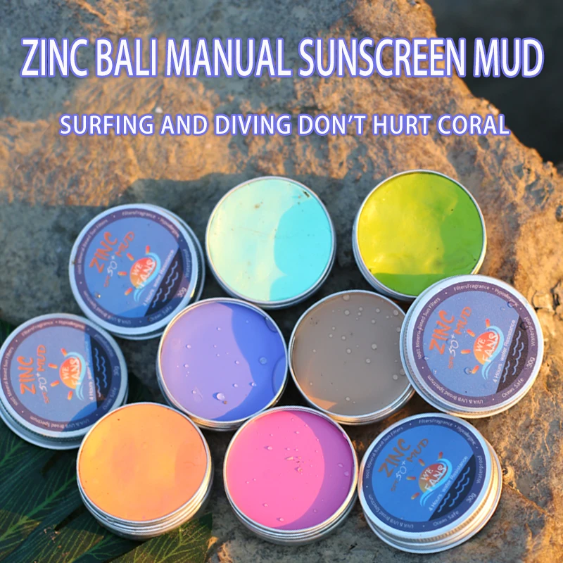 

Bali ZINC Surfing Sunscreen Mud Scuba Diving Beach Colourful Physical Sun Protection Mud Stick Coral Environmentally Friendly