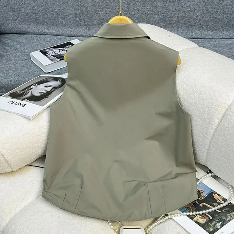 Gilet da Donna Design Primavera Estate 2026 Nuovo Modello con Risvolto Casual Senza Maniche Giacca Ampia Gilet Sovrapposto Capospalla Femminile di Tendenza