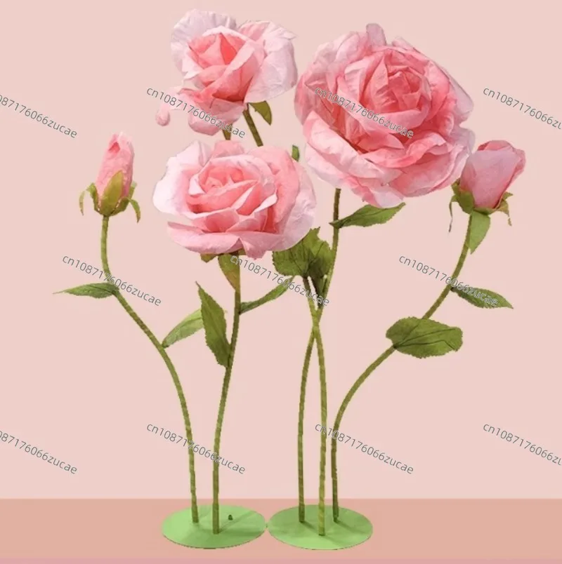 Valentine's Day Giant Rose Pink Large Rose Internet Celebrity Clock in Photo Props Mei Chen Window Decoration