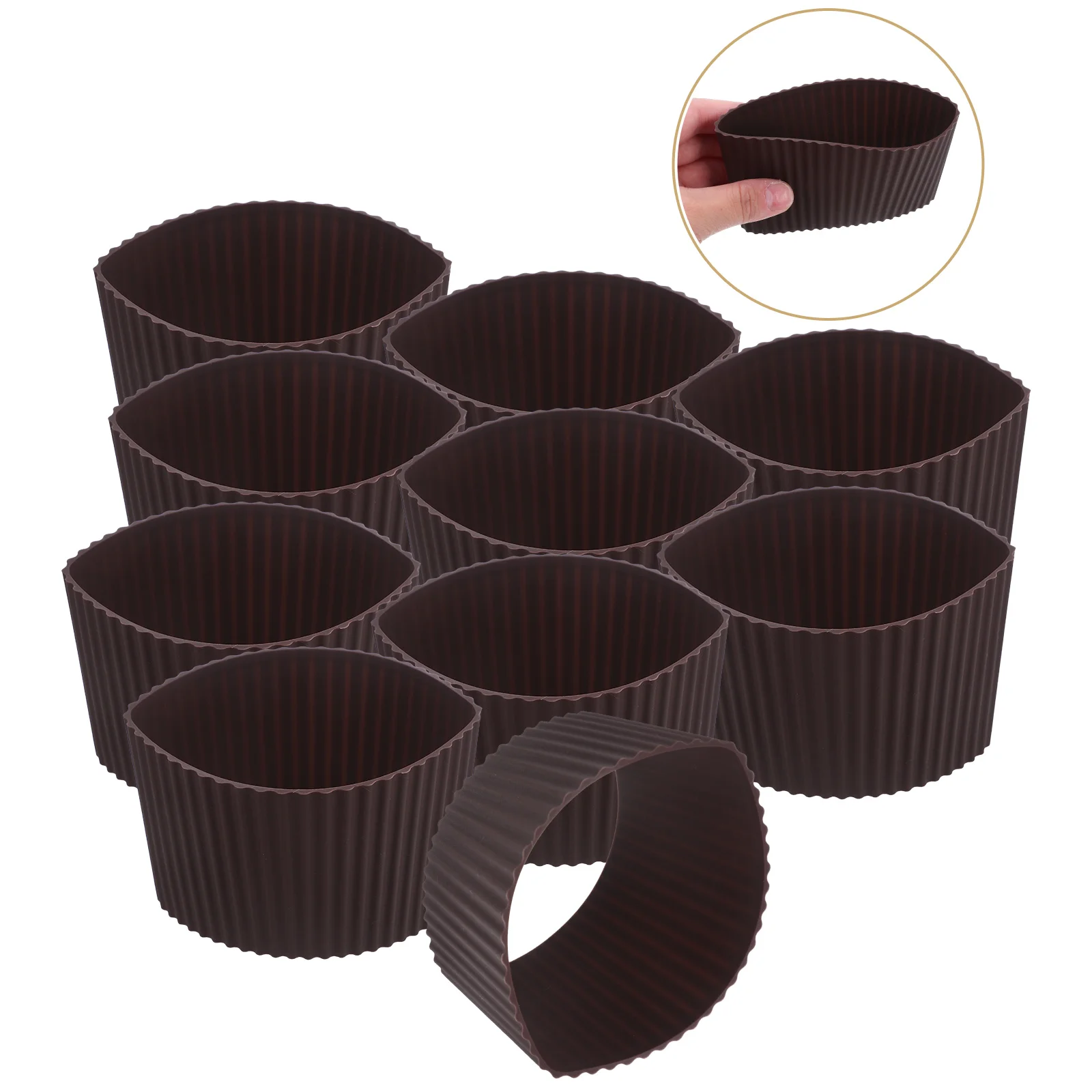 

10 Pcs Silicone Cup Cover Beverage Wraps High Temperature Resistance Silica Gel