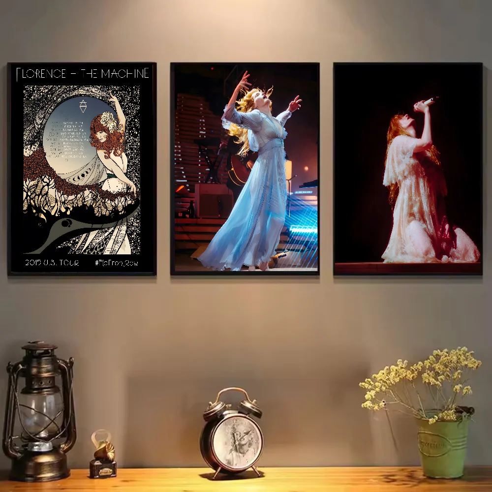مغني البوب فلورنسا وآلة الموسيقى المشارك ذاتية اللصق الفن ورقة مقاومة للماء ملصق مقهى بار غرفة جدار ديكور