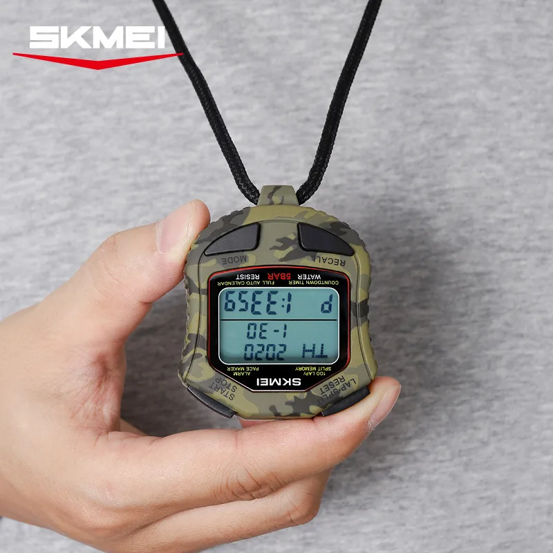 SKMEI 2345 Electronic Stopwatch 3-row Display Timer Watch Sports Stopwatch Timing Countdown Metronome 100 Sets of Data Memory