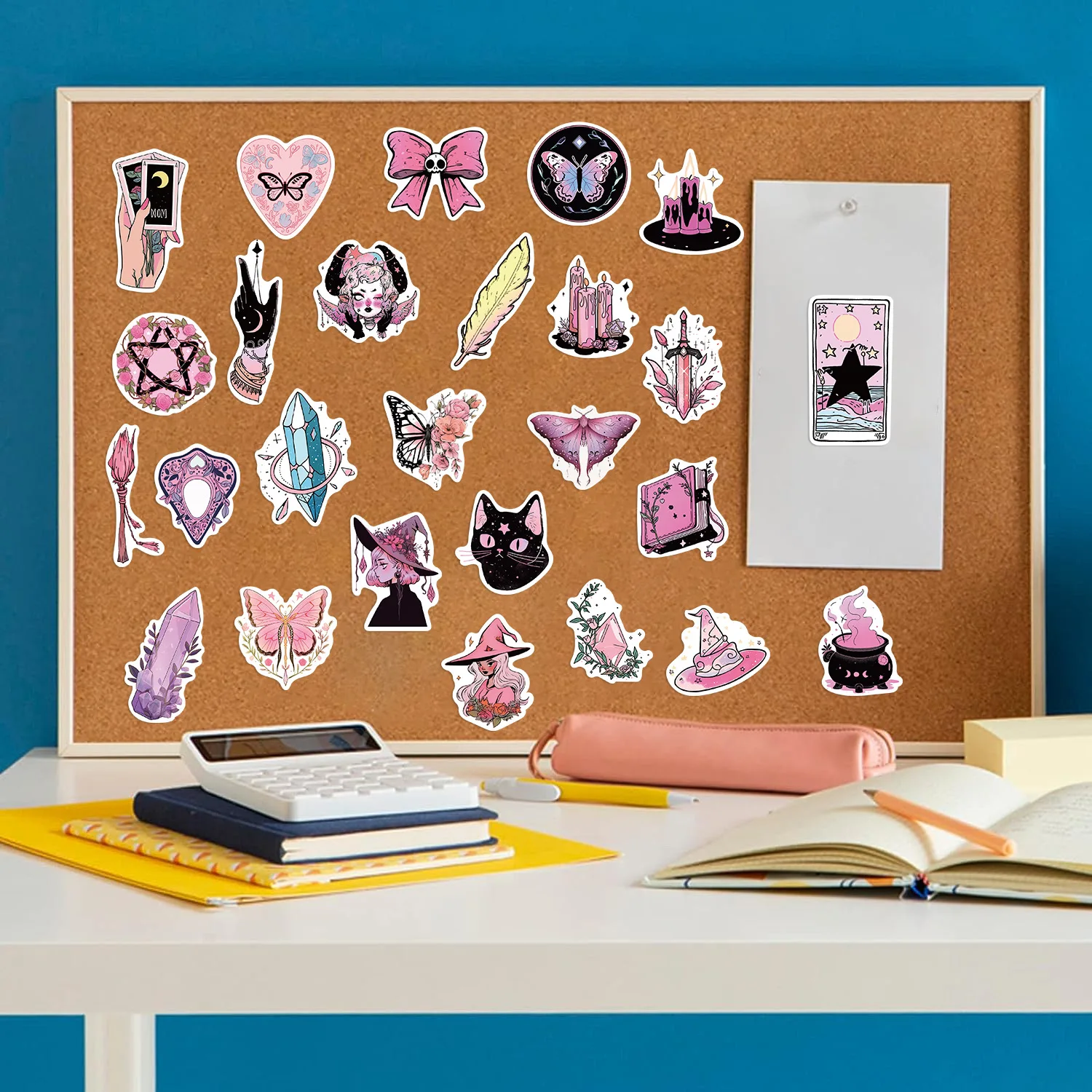 100PCS 핑크 & 그린 만화 마녀 그래피티 스티커 장식용 기타 노트북 여행가방 DIY 방수 문구 스티커
