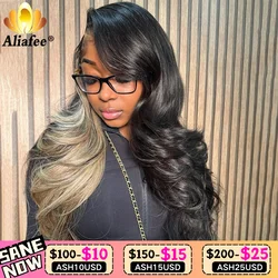 Natural Black with Ash Blonde Wig Human Hair 13X6 13X4 Lace Frontal wig Brazilian Pre Plucked 100% Human Hair Wig Ash Blonde Wig