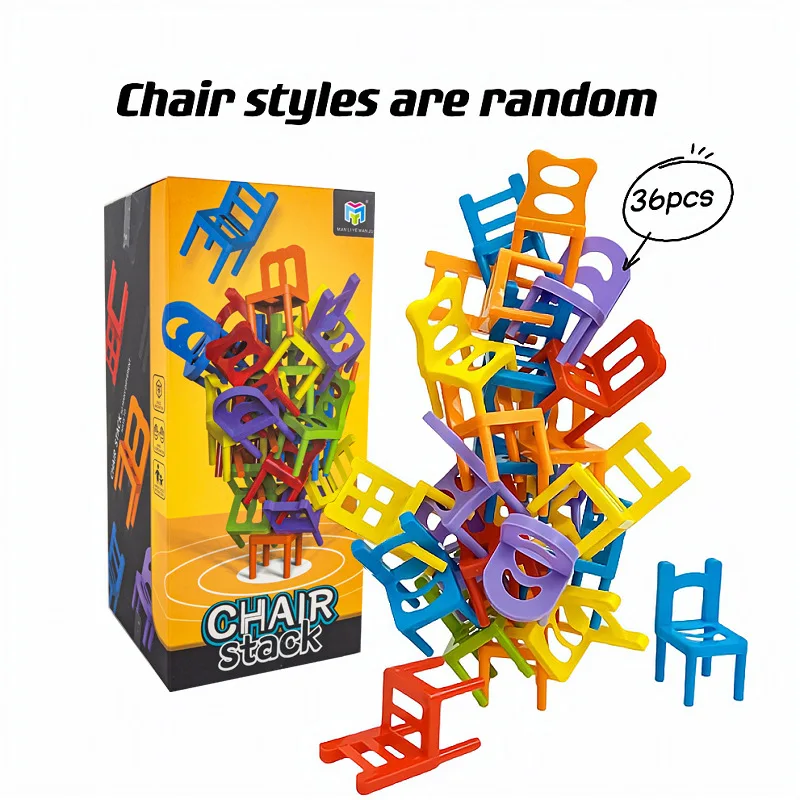 24-42pc folding chair stack children's puzzle toy parent-child interactive game for kids chair stack party juego tabletop games