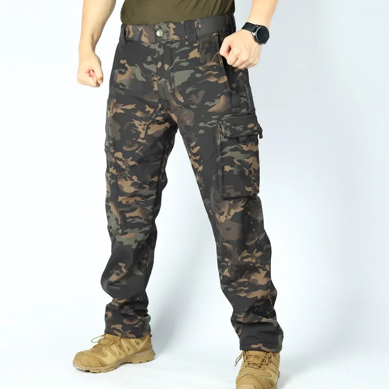 

Men's Fleece Autumn Winter Warm Tactical Pants Softshell Outdoor Pants Cargo Work Hiking Sports Pants Multi Pockets