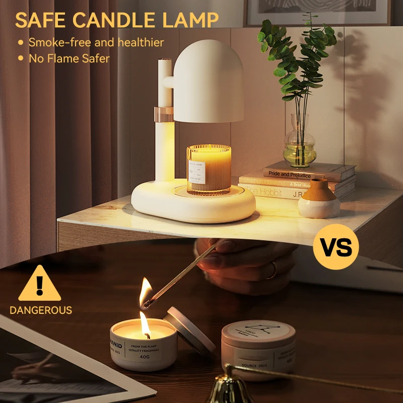 Scented Candle Warmer Lamp Dimmable Light Adjustable Electric Candle Burner Fragrance Lamp Desk Bedside Room Decor Mood Light