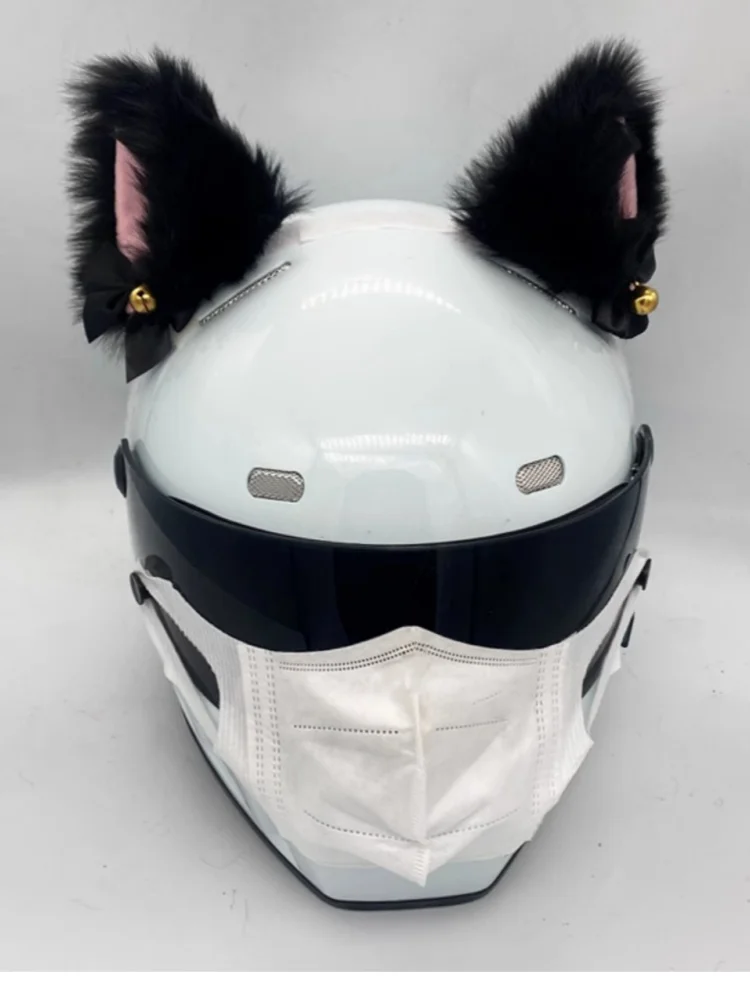Handmade Plush Cute Helmet Headdress Cat's Ears Hairpin Fox Ears Hairpin Helmet Decoration Motociclista Accesorios image 5