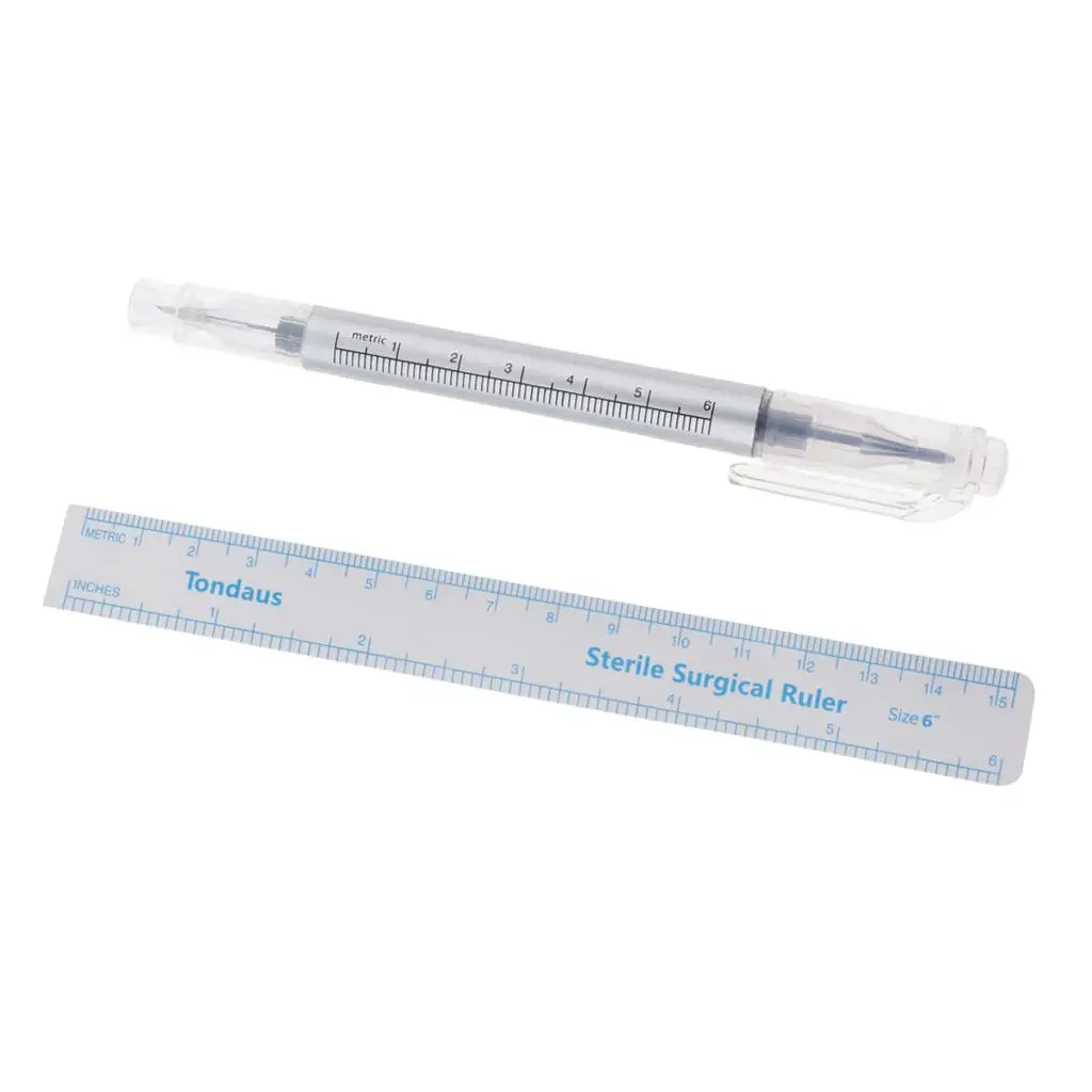 Skin Marker Pen Ruler Scribe Tool for Permanent Makeup Microblading .