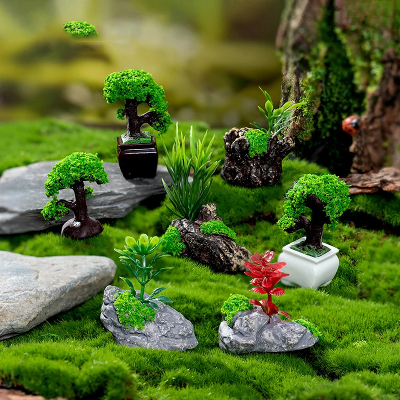 Micro paisagem criativa vaso acolhedor pinho bonsai casa de bonecas decoração de jardinagem decoração de carro desktop pequeno ornamentst