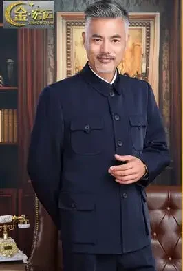 Chinese Zhongshan Jacket Men Vintage Coat Spring Elderly Blazer Improve Loose