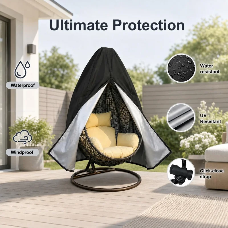1Pcs Single Patio Egg Chair Covers Withstand Strong Winds, Come with Storage Bag, Easy to Clean, 210D Waterproof Oxford cloth