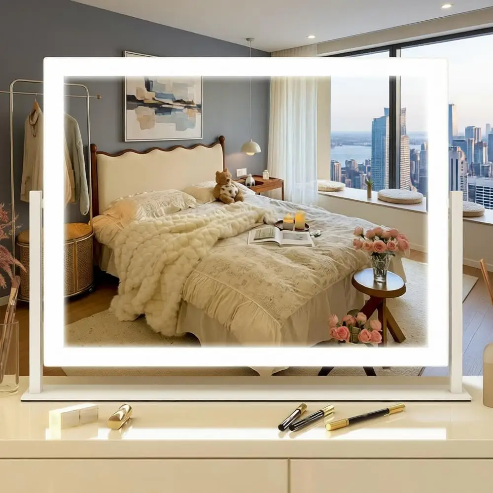 

13'' x 17'' LED-Illuminated Vanity Mirror with Touch Control and 3-Color Options for Makeup