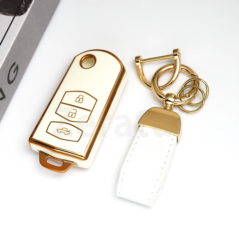 2/3 Button Gold Edge TPU Flip Folding Keyless For MAZDA 3 5 6 Series M6 RX8 MX5 Remote Car Key Case Fob Shell Holder Accessories