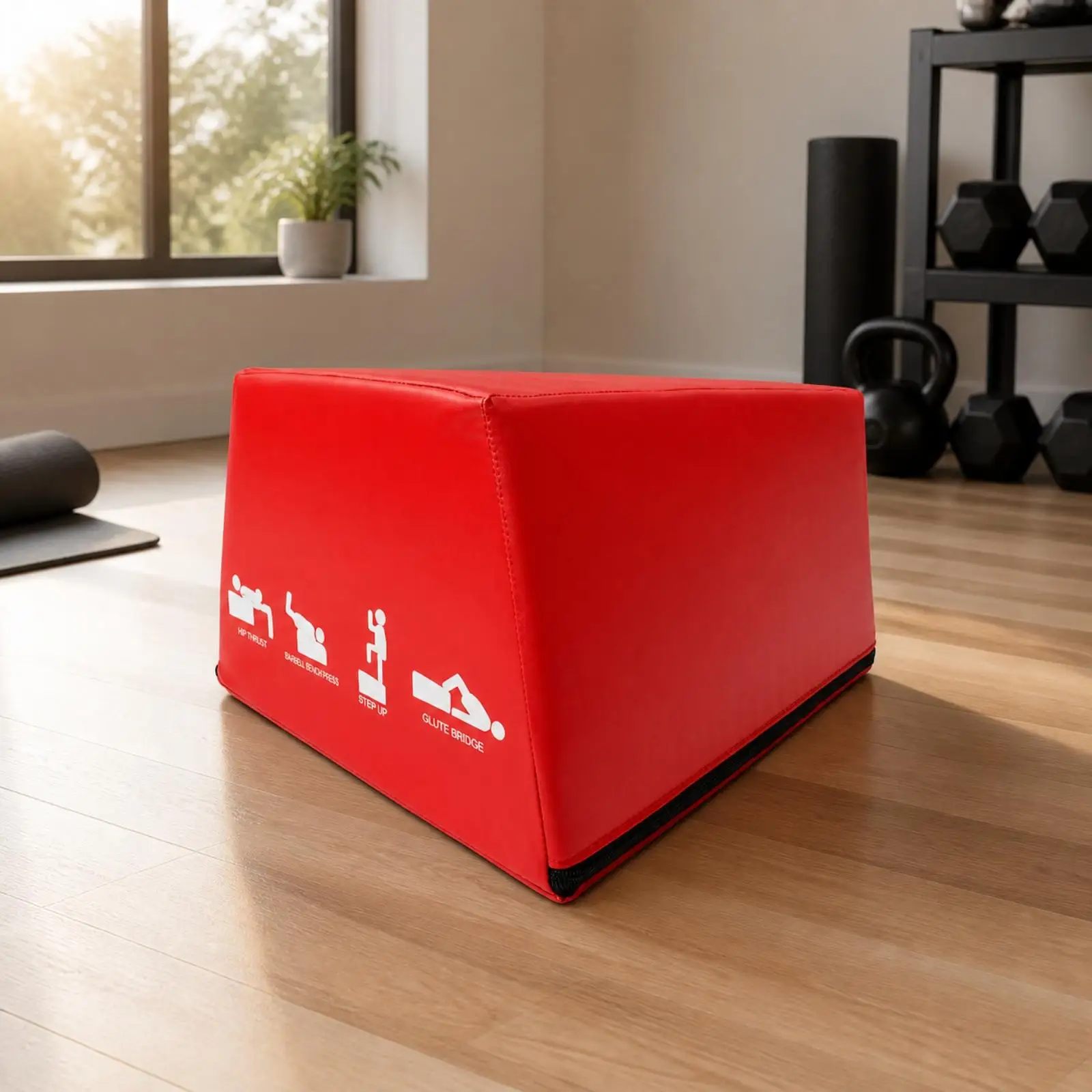 Versatile Fitness Hip Thrust Bench for Glute Kickbacks and Core Workouts PVC Plyometric Box with Easy Clean Removable Cover