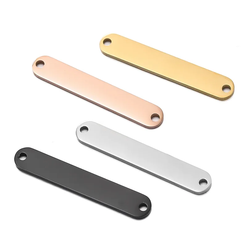 10pcs/lot Mirror Polished Stainless Steel Two Hole Rectangle Bar Connector Blank Stamping Charms For Bracelet Necklace image 5