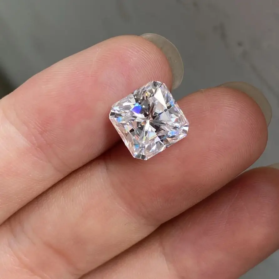 

GRA Moissanite 8x8mm 9x9mm D VVS Super White 3 Carat Ice Crushed Radiant Square Loose Gemstone