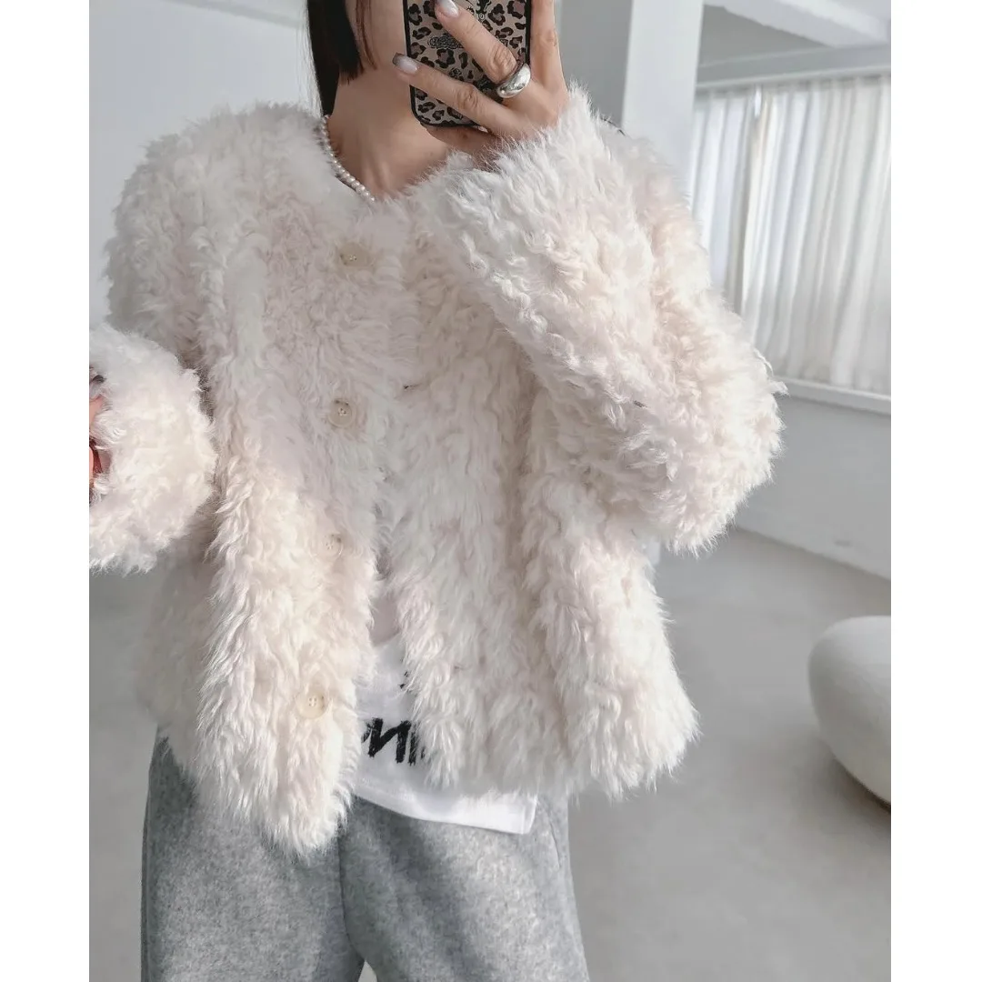 Abrigo de piel cálido Retro elegante para mujer, bonito abrigo esponjoso antienvejecimiento a la moda, abrigo coreano Sle para primavera Otoño Invierno