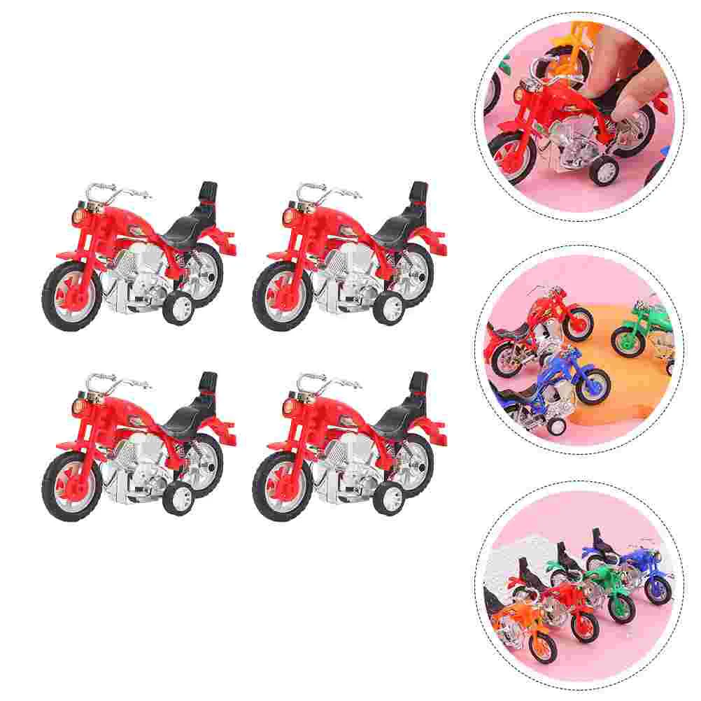 4 Pcs Pull Back Motorcycle Toy High Grade Plastic Safe Kids Use Energy Saving Simulation Mini Vehicle Inertia