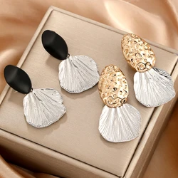 High Quality Gold Color Matte Texture Metal Retro Clip on Earrings for Women Girls Fashion Party Jewelry Gifts 2024