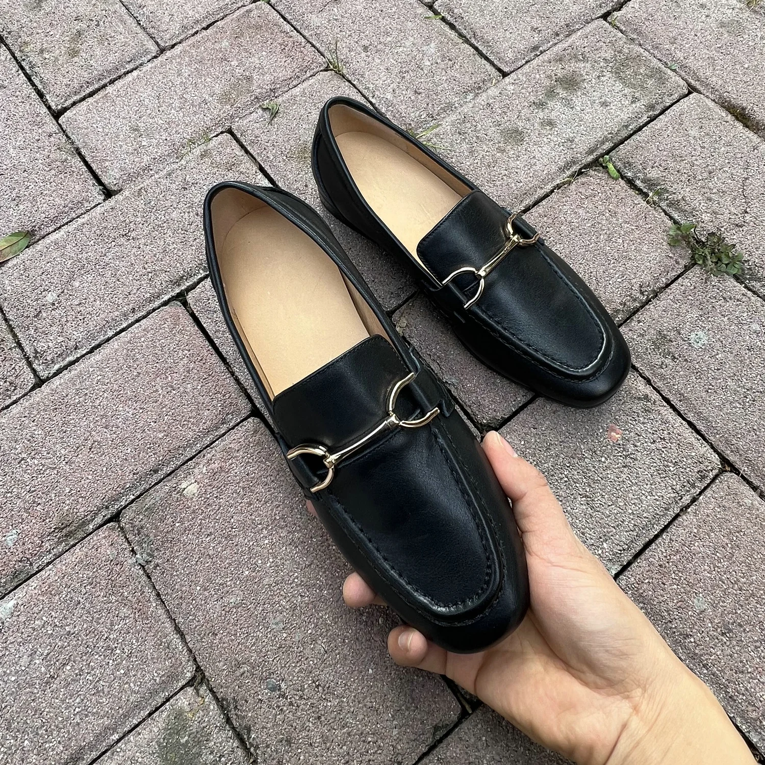 QUTAA 2023 Women Pumps Retro Office Ladies Casual Flat Heels Genuine Leather Shoes Woman Spring Summer Loafers Size 35-43