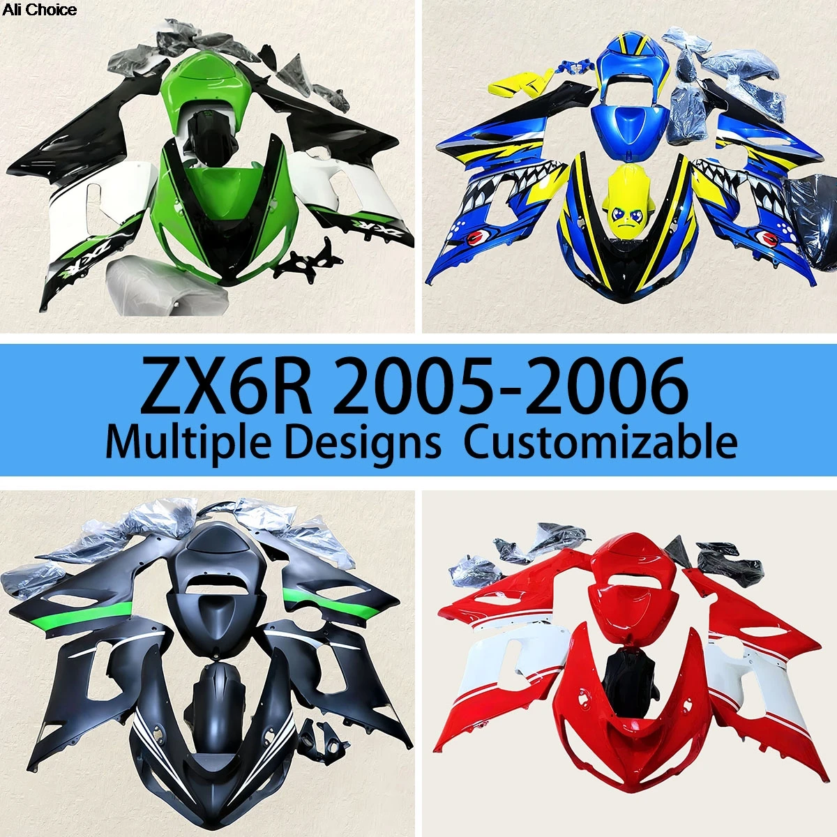 

Motorcycle Fairings ZX6R 2005 2006 Accessory Complete Fairing Kit Bodywork for KAWASAKI ZX 6R 636 05 06