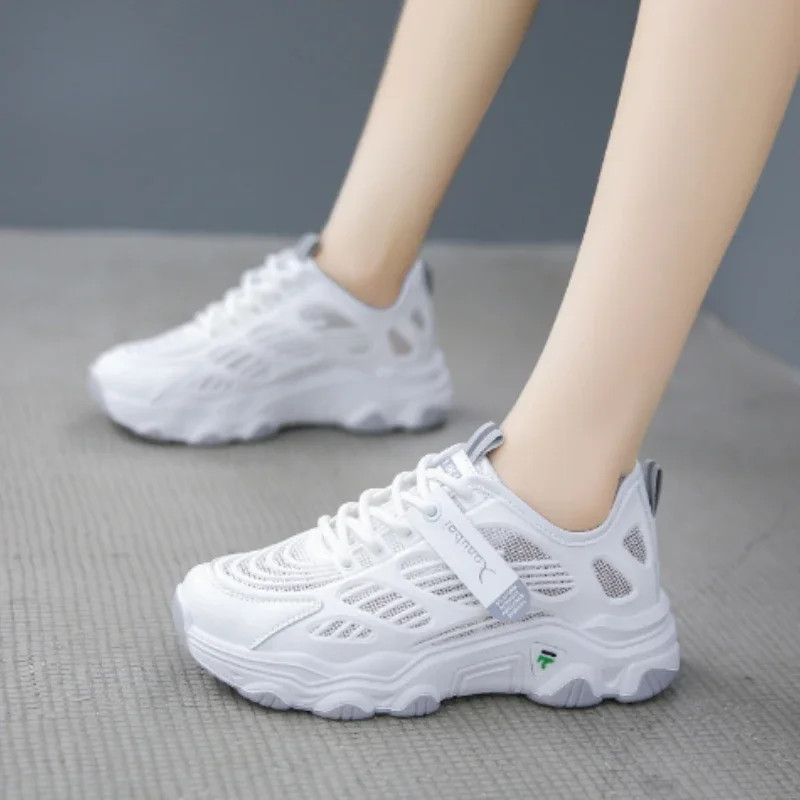 

Pop Fashion Korean Version Sneakers 2025 Summer Trendy Mesh Breathable Running Shoes New Women's Student Sports Shoes