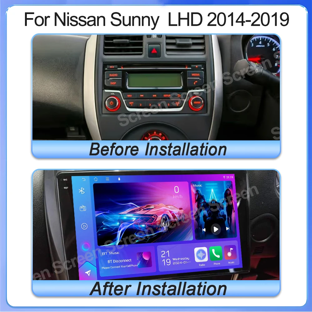 Android 15 For Nissan Micra March Versa Note Livina Almera Latio Sunny Juke Versa 2014 - 2018 -2020 Auto Radio GPS Navigation BT