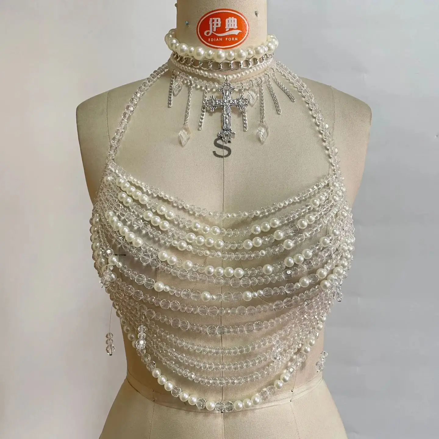 

Новое прозрачное колье ручной работы из бисера, цепочка для тела, летний пляжный отдых, фотосессия, сексуальное многослойное ожерелье