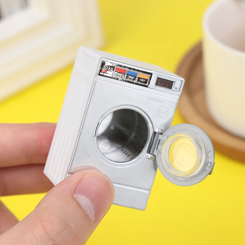 1:12 Poppenhuis Miniatuur Wasmachine Trommelwasmachine Huishoudapparaat Wasserij Model Poppenhuis Meubels Decor Speelgoed 3.3*5*2.5Cm