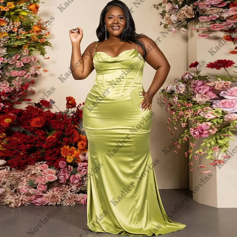 

Sage Green Plus Size Bridesmaid Dresses with Spaghetti Straps Wedding Guest Dress Customized vestido de festa de casamento