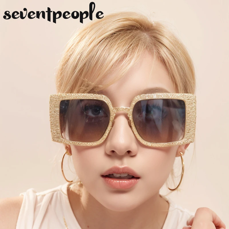 Classic Oversized Square Sunglasses Women Big Frame 2024 Luxury Brand Designer New Vintage Shield Sun Glasses For Ladies Eyewear