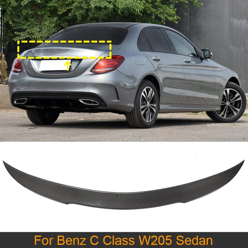 Car Rear Trunk Spoiler Wing For Mercedes-Benz C Class W205 Sedan 4 Door 2015-2020 Carbon Fiber Rear Trunk Boot Lip Wing Spoiler