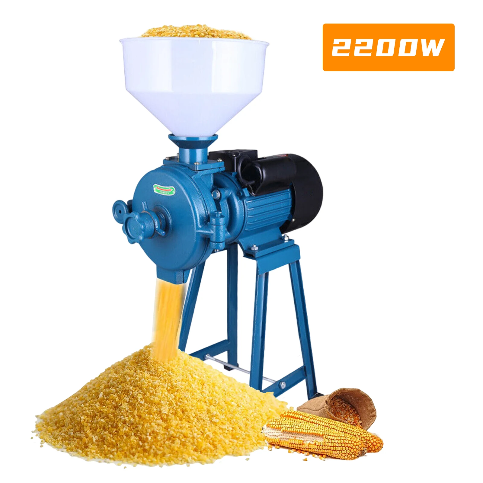 

110V Dry Electric Mill Grinder Flour Cereals Corn Grain Coffee Wheat Feed+Funnel