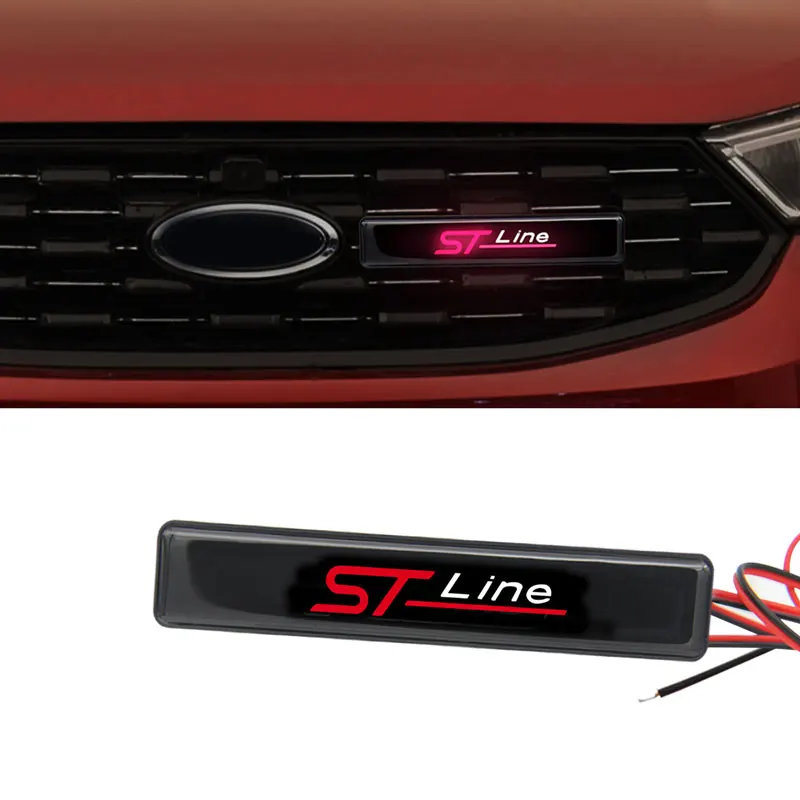 Car Accessories Lights LED Front Hood Grille ST Line Emblem Badge Decor For Ford Focus 2 3 Kuga MK3 MK4 Fiesta Mondeo