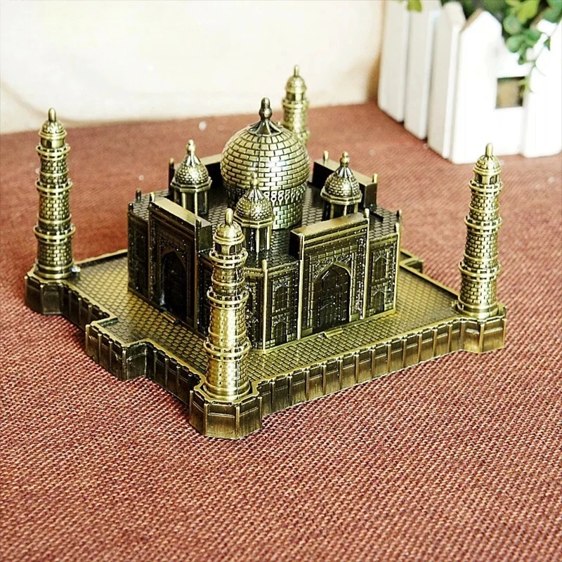 Taj Mahal Model Metal Antique Bronze Indian Building Figurine World Famous Landmark Architecture Home Office Decoration