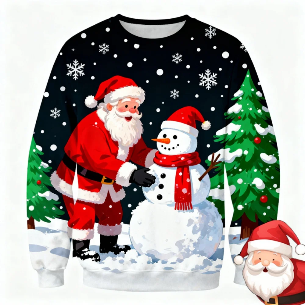 

Funny Santa Claus Graphic Ugly Christmas Sweater Fashion Autumn Streetwear 3D Printed Sweatshirts Loose Plus Size Pullovers Tops