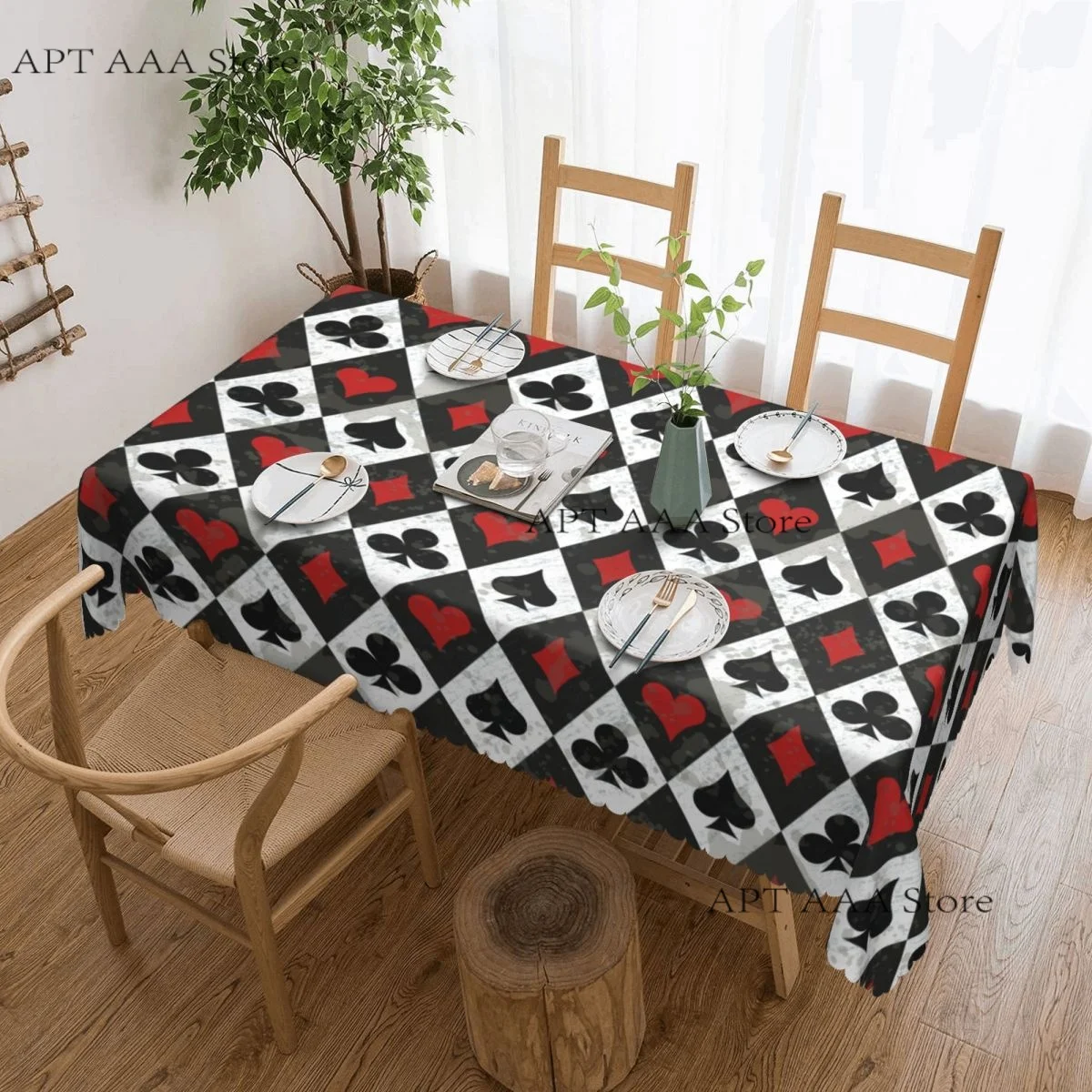 

Скатерть с игральными картами «Алиса в стране чудес», водонепроницаемая винтажная текстильная скатерть для вечеринки, 60 дюймов