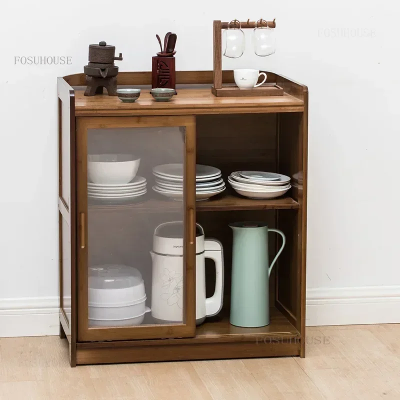 

Sideboard Bamboo Household Kitchen Cabinets Restaurant Floor Chinese Style Apartment Storage Cupboard Dormitory Locker with Door