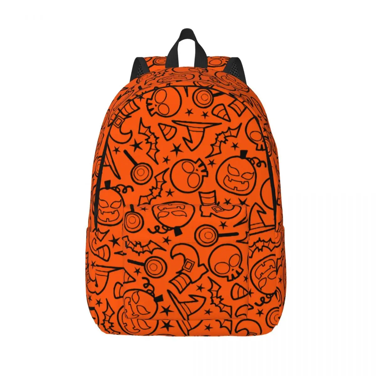 

Halloween Doodle Seamless Pattern Classical Backpack Sports Student Work Pumpkin Daypack for Men Women Laptop Canvas Bags