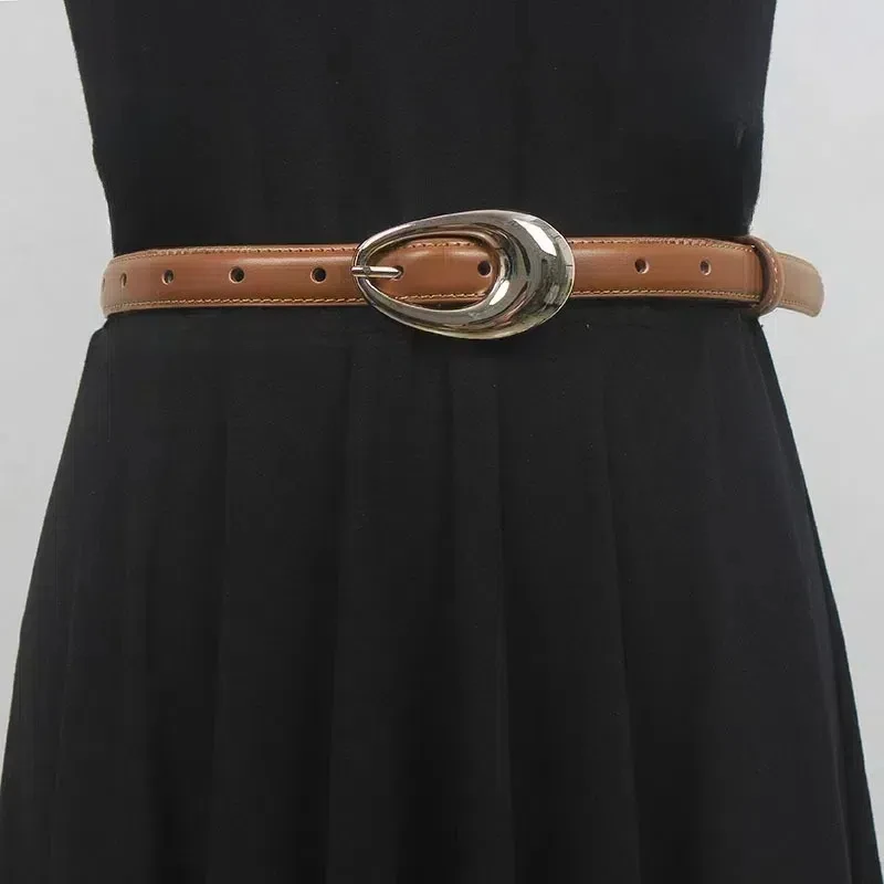 

Женский новый модельер, универсальный брючный костюм, джинсы, декоративные ремни, женские брюки из натуральной кожи, узкий ремень F60