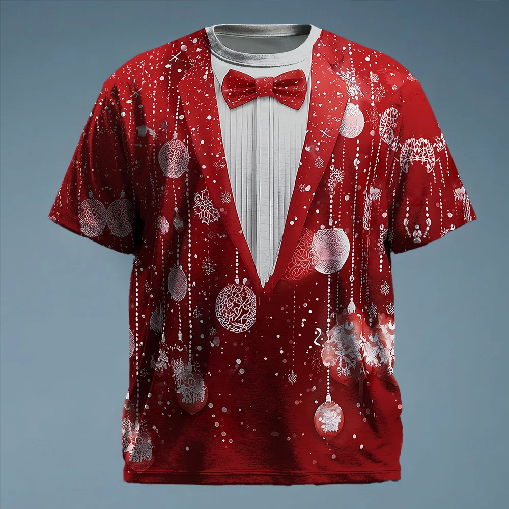 

S-9xl plus size Big & Tall Short Sleeve (Christmas Element) Stylish Red-Green Hues, Lightweight, Fits Guys for All-Day Comfort