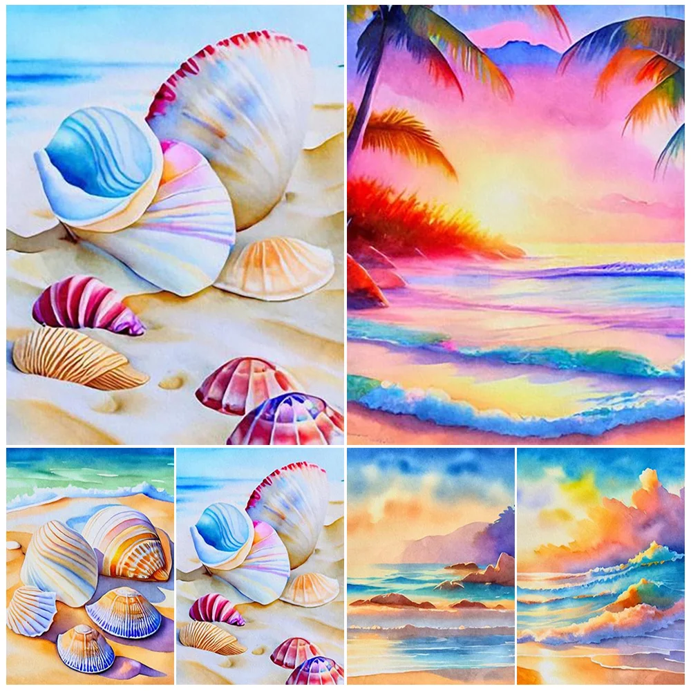 

Colorful Clouds Seaside Shell Sunset Poster Wall Art Canvas Painting Posters Home Decor Wall Pictures For Living Room Unframed