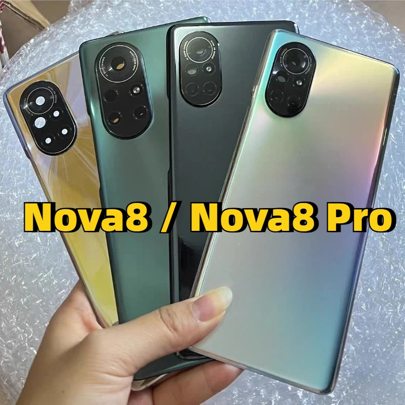 For Huawei Nova8 Back Battery Cover Rear Door Case Back Battery Housing nova8pro Replacement Parts WIth Camera Lens